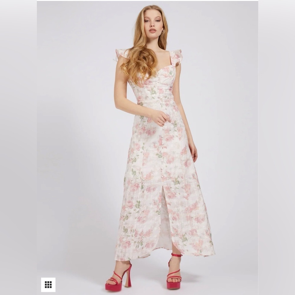 Guess New Elegant Floral Dress in Pink and White size 2